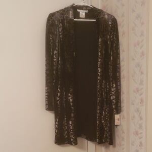 Vintage Ronni Nicole II Black and Silver Long Evening Jacket, Size 16